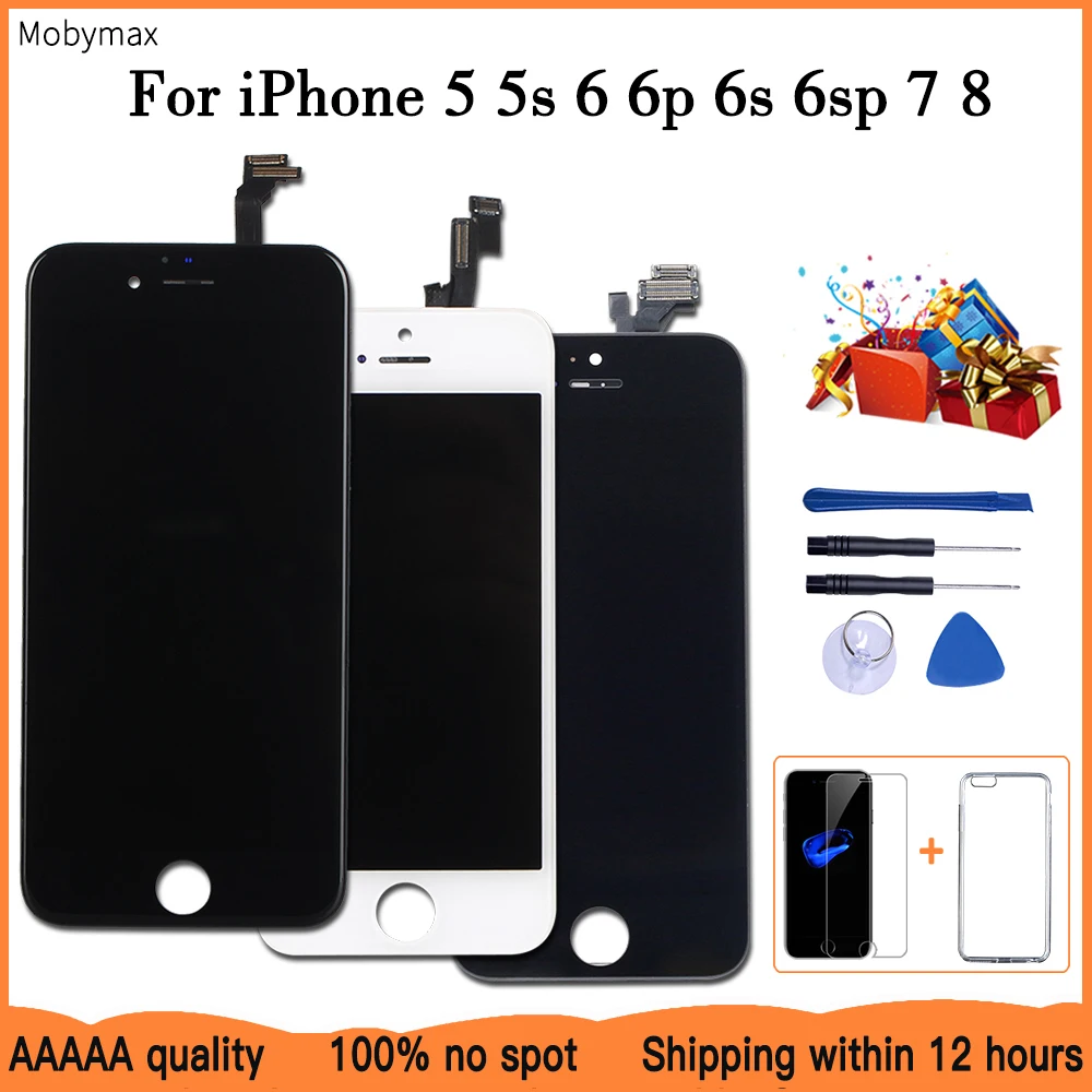 ЖК-дисплей AAAAA для iPhone 6 Замена сенсорного экрана 5 5s 6plus 6s 7 + закаленное стекло