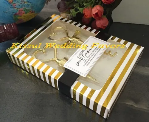 Gold box 20 шт./лот = 10 комплектов, свадебные сувениры, отличный набор вина, свадебные сувениры для открывания бутылок и пробки - Цвет: Gold box