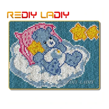 

Latch Hook Rug Kits Crocheting Carpet Rug Sleeping Bear Acrylic Yarn Pre-Printed Canvas Cushion Mat DIY Crochet Tapestry Crafts