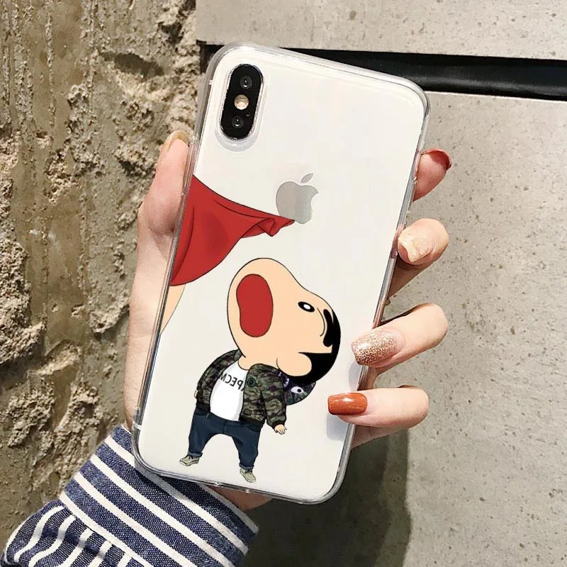 Японский с рисунками из мультфильма «курэён Син-тян»; мягкий силиконовый прозрачный чехол для телефона для iPhone X XR XS MAX 11pro 7 8 6splus 5S SE чехол-накладка