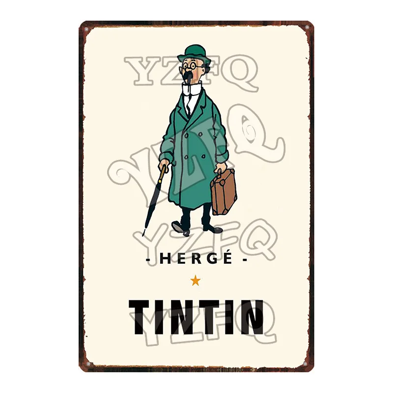 Adventures of Tintin Metal Sign Shabby Chic Vintage Style Cafe Wall Home Art Kids Room Decoration Unique Gift DU-5349A - Цвет: DU-5365