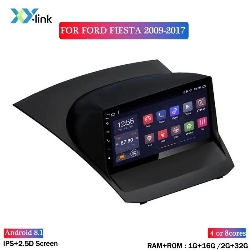 Discount 9 INCH 2.5D IPS Android 8.1 Car DVD GPS Player For ford FIESTA 2009-2017 Car Radio Stereo Head Unit Navigation 1