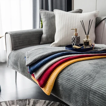 

Sofa Cover Towel Slipcover Plush Fleece Fabric Dustproof Sofa Non-slip Sofa Couch Cover Slip Resistant Corner Case Mat