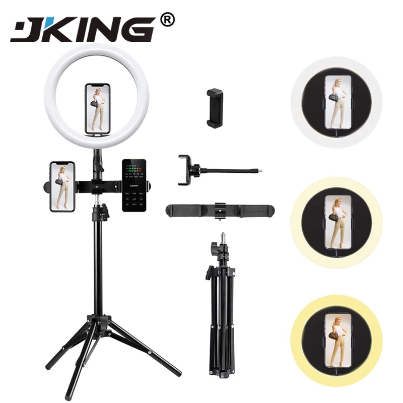 

10inch 26cm USB Interface Dimmable LED Selfie Ring Light Camera Phone Photography Video Makeup Lamp With Tripod Phone Clip