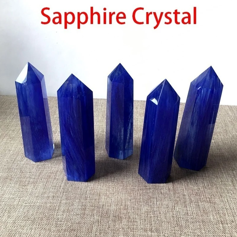 Sapphire Crystal 1 шт. натуральный кристалл точка энергии Колонка обелиска ручной полировки очень красивый - Цвет: Sapphire Crystal