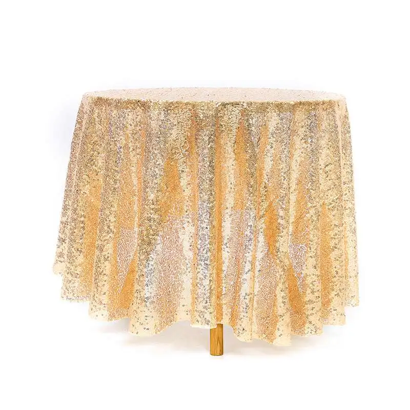 47Inch / 120cm Sparkle Round Sequin Embroidered Tablecloth Table Cover For Wedding Party Banquet Event Dining Table Cloths Cover