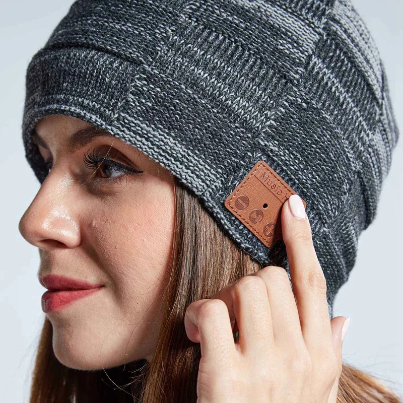 Bluetooth Earphone Music Beanie Hat Warm Wireless Headphone Cap with Mic Sport Hat for Women Men