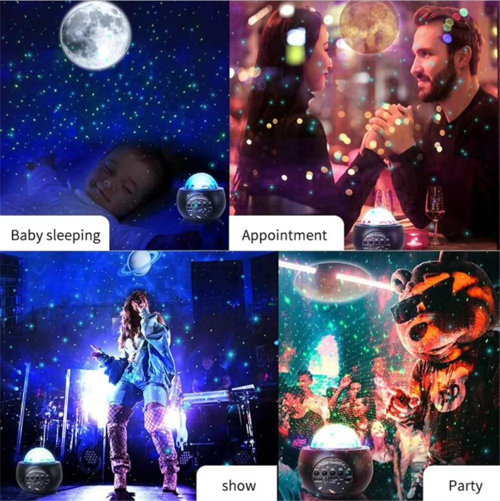 2021 New 10 Planets Projection Starry Night Light USB Bluetooth Ocean Wave Nebula Projector Lamp for Kids Baby Home Planetarium