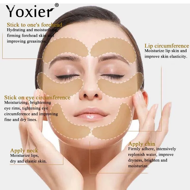 Yoxier 24k Золотая кристальная коллагеновая маска для глаз темные круги против старения увлажняющий мешок для глаз Colageno гель для ухода за глазами 10 шт = 5 упаковок