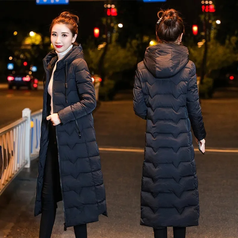 Cotton-Padded Jacket Women Mid-Length 2023 New Slim Winter Was Thinner Over The Knee Padded Coat Down Padded Jacket DA