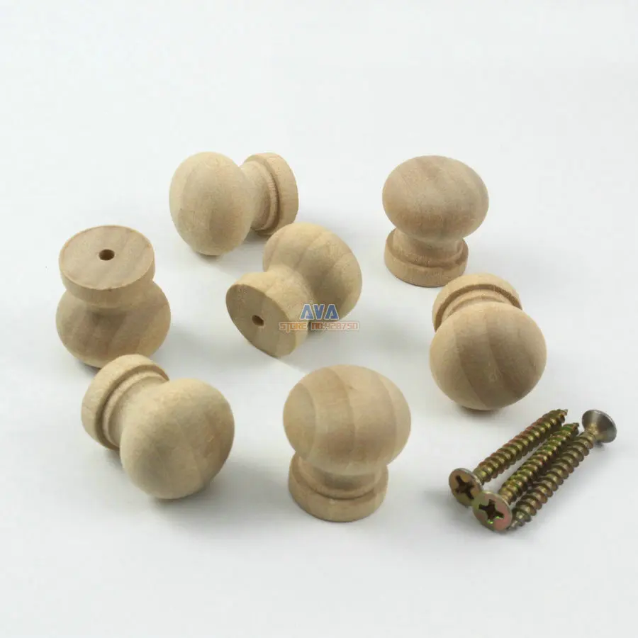 cheap 50 Pieces 20mm Wooden Drawer Knob Pull Cabinet Knob Wood Knob Furniture Handle