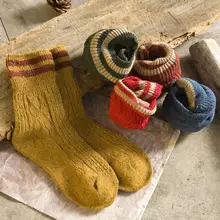 Kuulee 5PCS Women Retro Striped Mid-Calf Cotton Socks Gift Cotton Socks Thickened healthy Striped pattern Sock