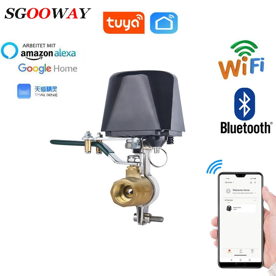 keypad for security system Tuya Smart WiFi Water Valve Gas Valve Bluetooth Compatible with Alexa Google Home Shut Off Controller panic button alarm system