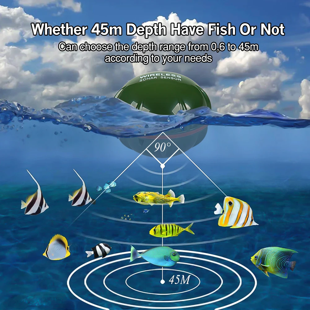 100M Camo Wireless Fishfinders with Sonar Sensor,Smart Fish Finder Depth Sounder Carp Fishing Rechargeable Handheld Fishfinder