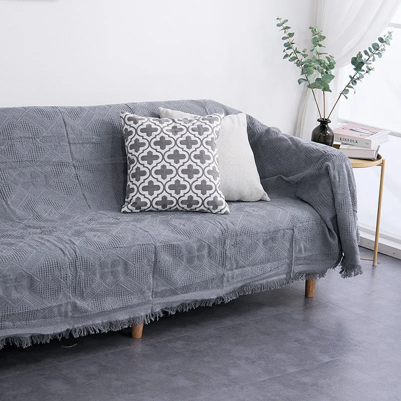 Современный простой украшение дома диван Полотенца для диванов Пылезащитный чехол гобелены пледы постельные принадлежности для путешествие самолет Ленточки одеяла - Цвет: grey B