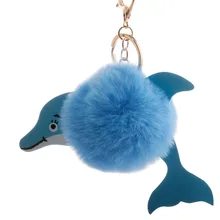 Творческий Дельфин пушистый шар брелок Подвеска японские корейские модные сумки аксессуары автомобильный брелок Подвеска поперечная граница аксессуары