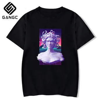 

Casual T-shirt Men Tops Tees Funny Men's tshirt Vaporwave Michelangelo Statue David Print Harajuku Short Sleeve t shirt