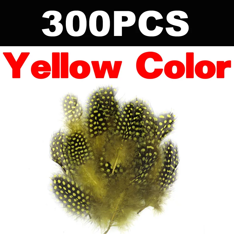 Vampfly 300 шт. Пятнистые Перья цесарки для лосося Steelhead мух хакле Связывание креветка-кальмар соленой воды напильники материал для изготовления - Цвет: 300pcs Yellow