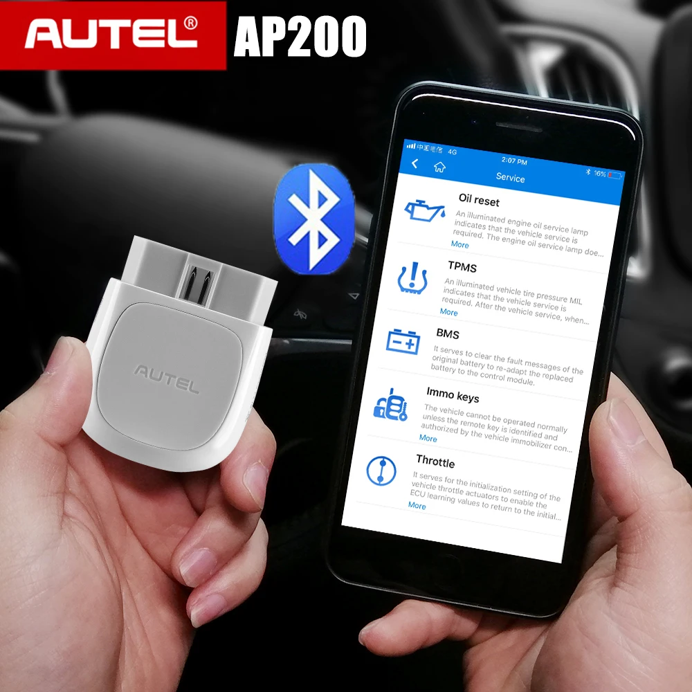 

Autel AP200 OBD2 Bluetooth Adapter OBD2 Scanner Code Reader Full System Diagnostic tool AutoVIN TPMS IMMO Service PK MK808 MX808