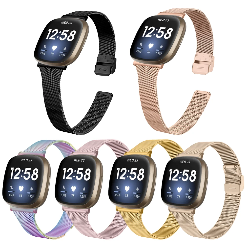 Металлический ремешок для смарт-часов fitbit versa 3 из нержавеющей стали с пряжкой