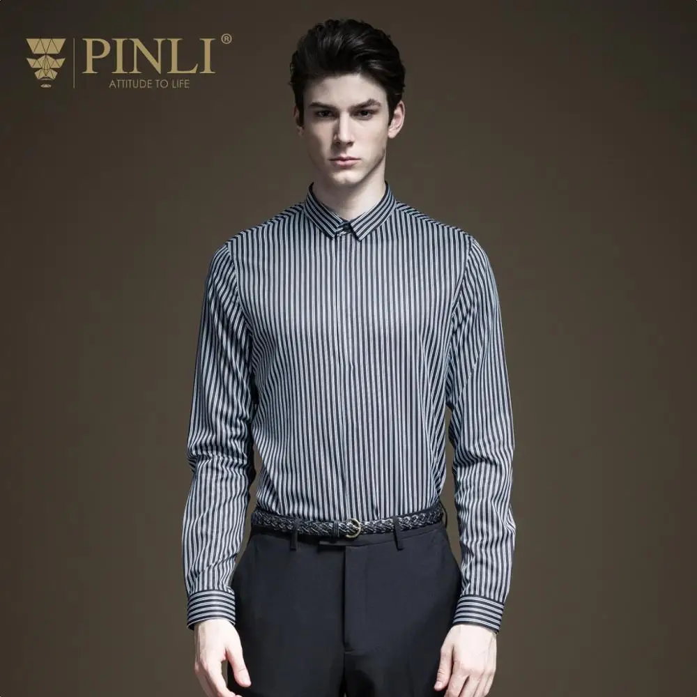 Blusas Limited Full Camisa Social Pinli осень Новая мужская рубашка в полоску с длинными рукавами для отдыха B193113092