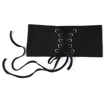

Fashion Women Vintage Knitted Lace Up Corset Bandage Shape-Making Solid Wide Band Waist Belts
