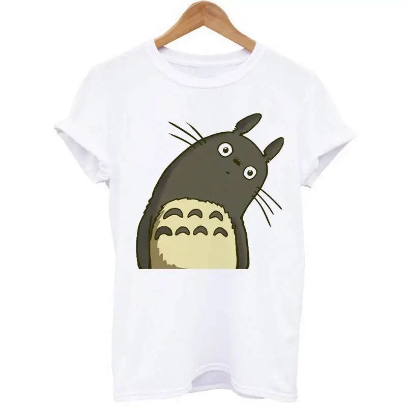 2019 Fashion Summer White T Shirt Women Tops Tees Harajuku 3D Short Sleeve Totoro Print Funny Tshirt Women Tees Tops
