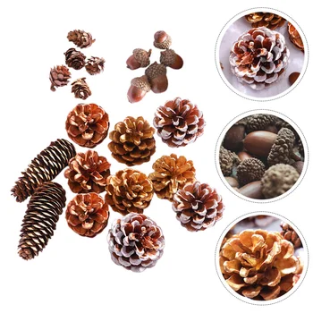 

21 Pcs 1 Set Photo Props DIY Props Simple Lifelike Decorative Exquisite Acorns Mini Larches Melaleucas for Shooting