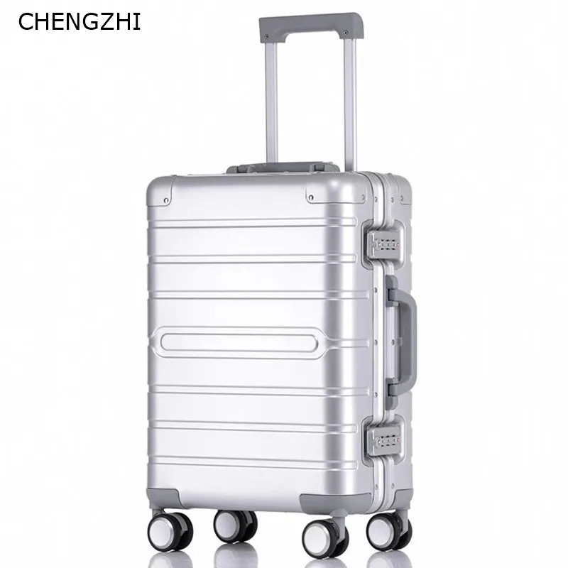 CHENGZHI чемодан на колесиках из 100% алюминиево магниевого сплава 20 дюймов 24 дюйма 28