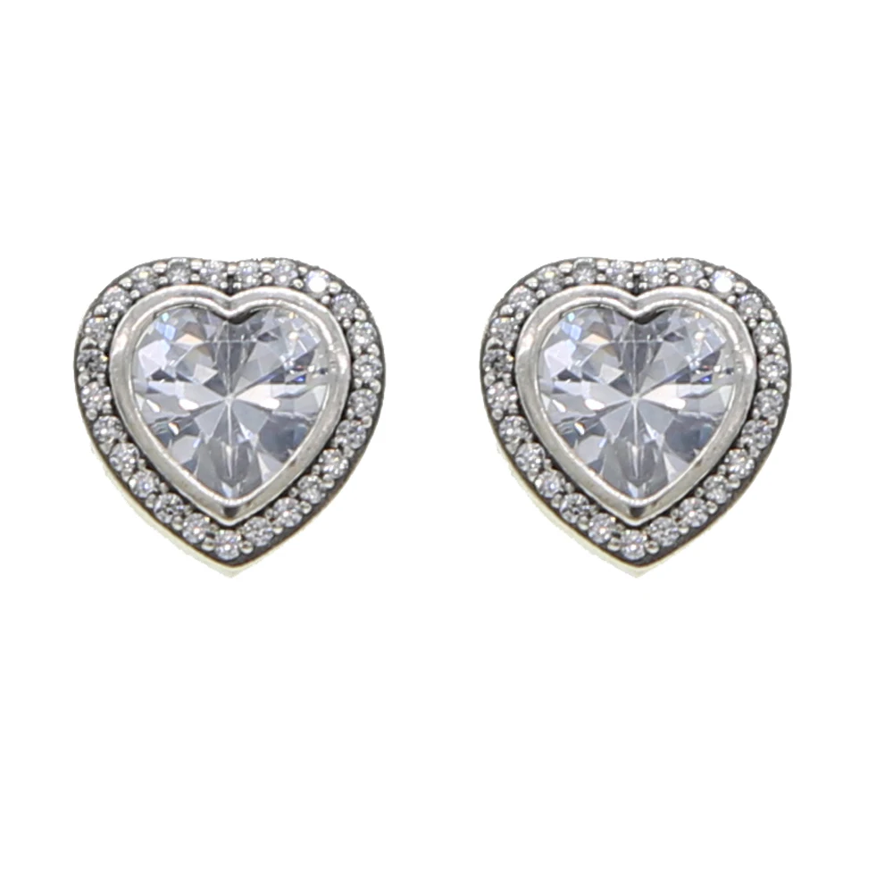 Prmotion Стерлинговое Серебро 925 окисленная отделка серьги-гвоздики в форме сердца подарок на День святого Валентина для влюбленных