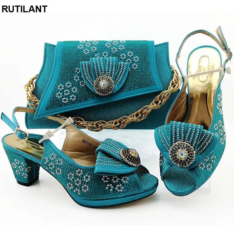 

Latest African Wedding Italian Shoe and Bag Sets Ladies Matching Shoes and Bag Set In Heels Women Shoes and Bag Set In Italy PU