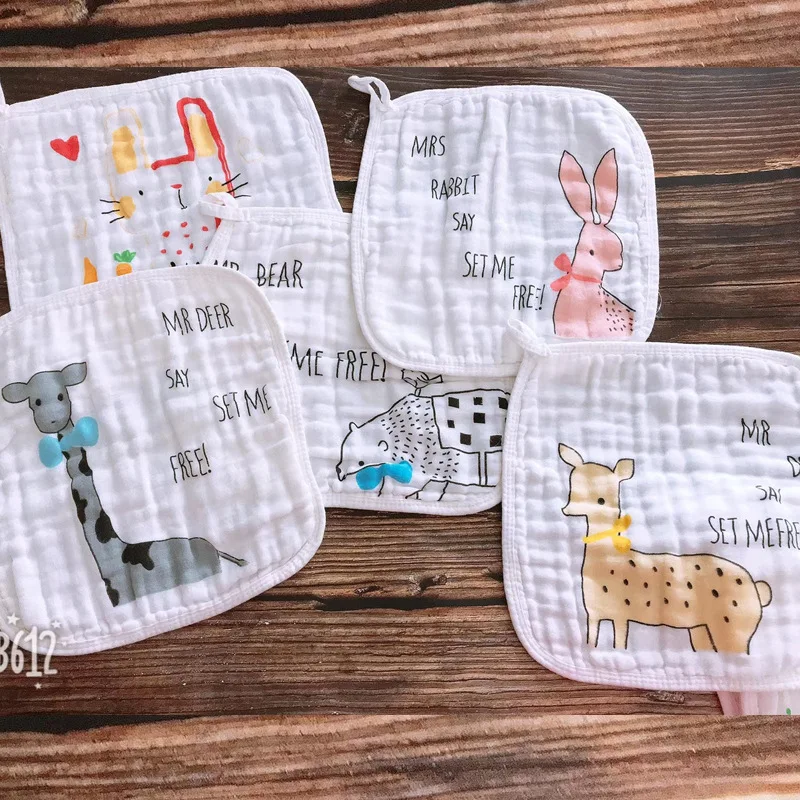 

New Products a Single Flower Kerchief Six-layer Gauze Seersucker Pleated Kerchief Printed Covered Edge Pure Cotton Hand Towel In