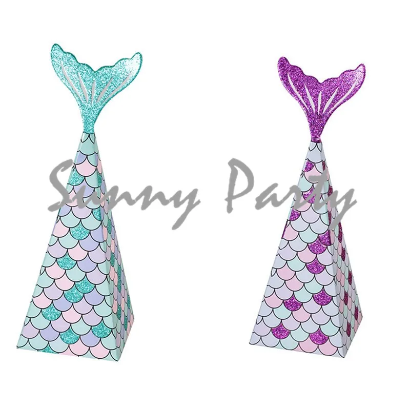 

Mermaid Tail Gold Powder Cartoon Paper Candy Boxes Kid Birhtday Mermaid Tail Baby Shower Party Decoration Supplies