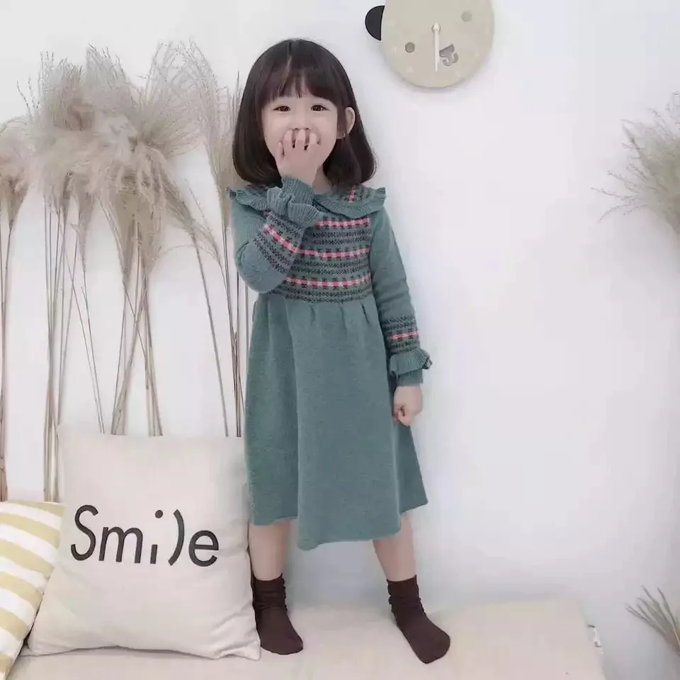 

baby girls clothes Kids dresses long sleeve wool high quality sweater dress fashion girls sweaters baby clothes
