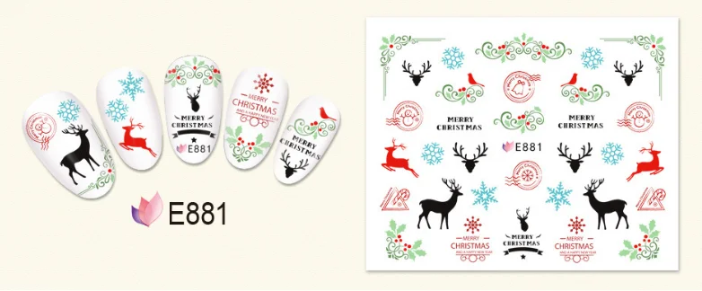 Navidad клейкая Рождественская наклейка для ногтей Рождественское украшение DIY мультяшная красивая наклейка Санта-натальный год Navidad-S - Цвет: as  picture