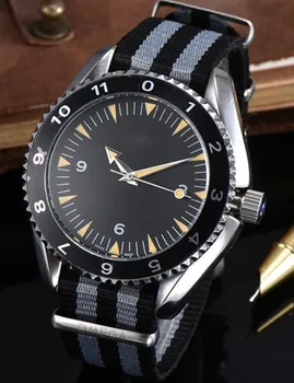 

2019 New Brand Luxury Men Automatic Mechanical Watches James Bond 007 Spectre Sport Stainless Steel Canvas Wristwatch Glass Back