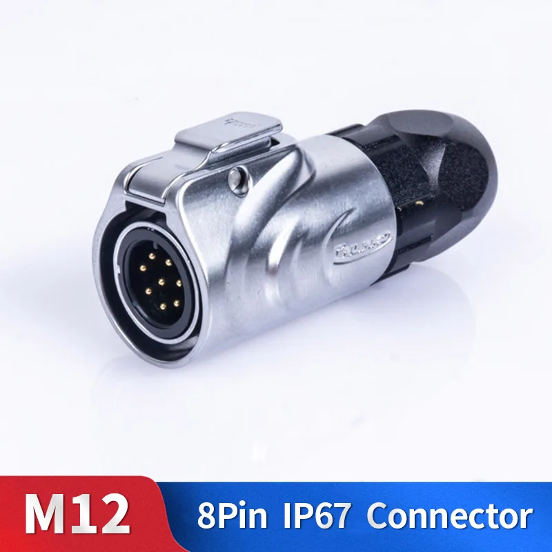 M12 8 Pin IP67 мужской женский Электрический наружный кабель Водонепроницаемый DC провод низкого напряжения позолоченный контактный разъем