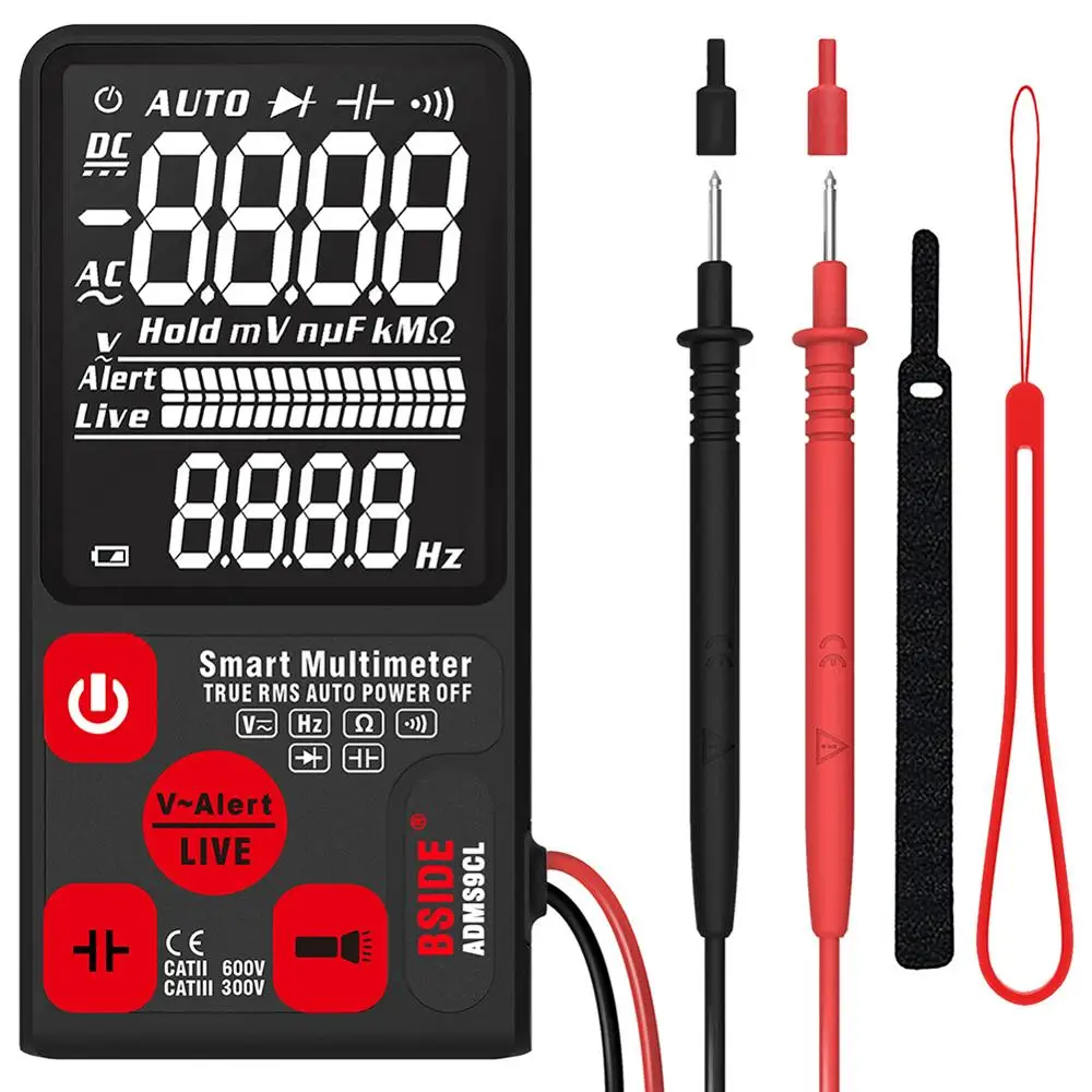 BSIDE ADMS9/ADMS9CL мультиметр Напряжение тестер 3,5 ''большой ЖК-дисплей цифровой 9999 отсчетов DMM Смарт мультиметр 3 он-лайн Дисплей TRMS