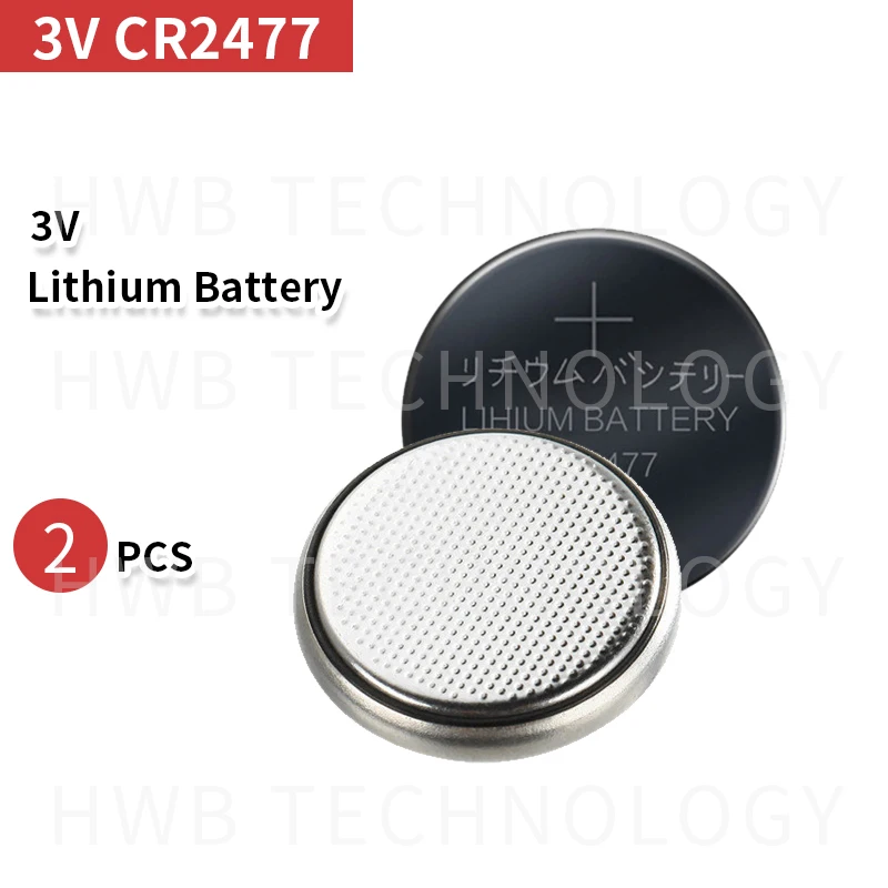 

High quality new 2pcs CR2477 3V 1000mAh Lithium Button Coin Battery for watches, calculator,flashlights etc