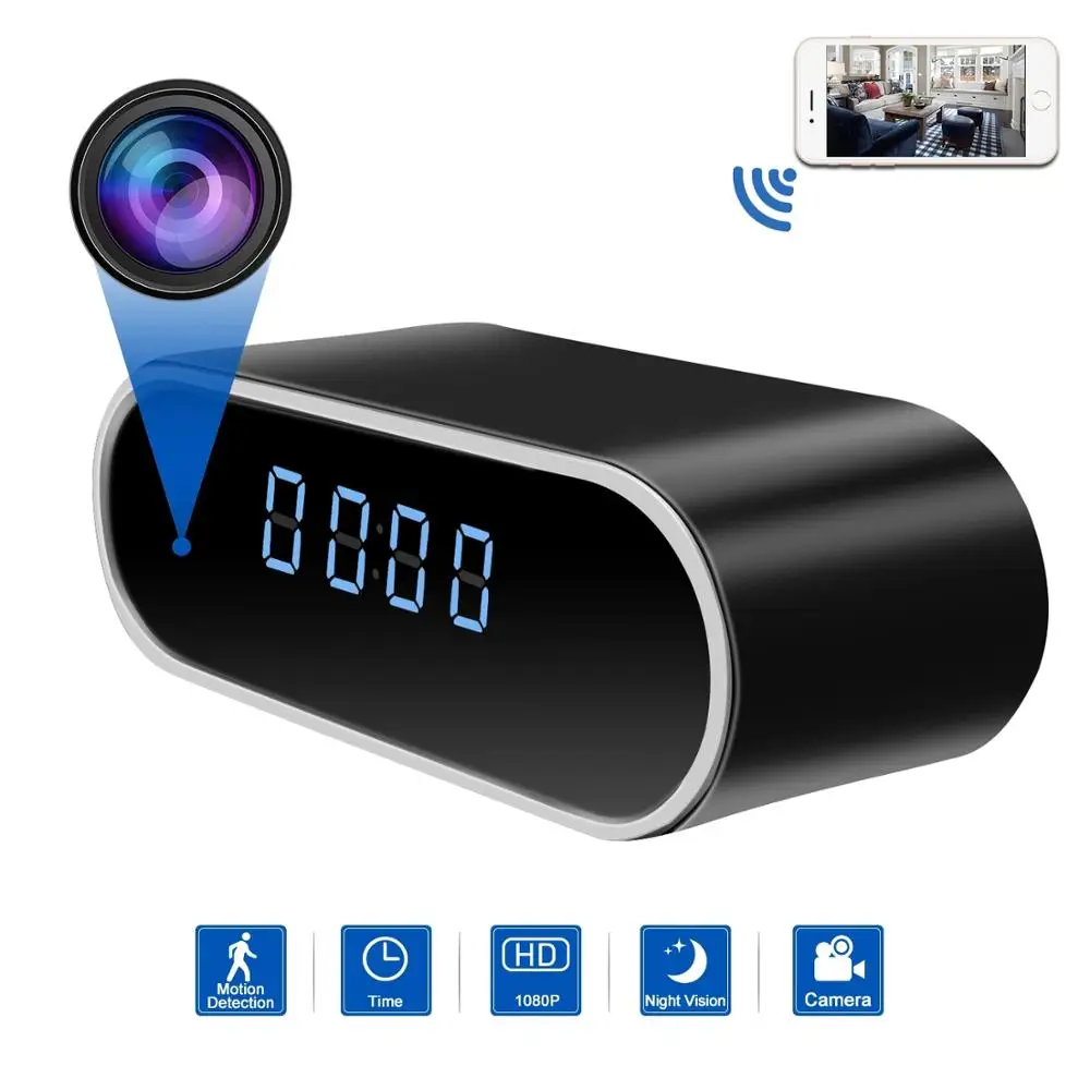 HD WiFi CamPro1080P IP P2P настольные часы камера WIFI контроль инфракрасное ночное видение