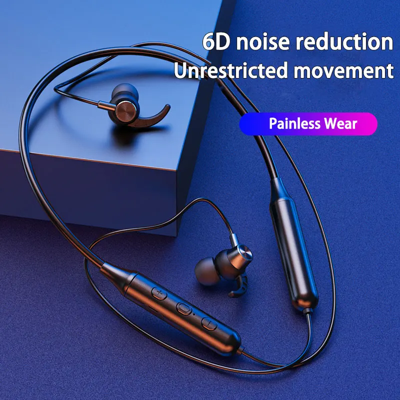 5.0 Bluetooth Magnetic Wireless Bluetooth Headset Neckband In-Ear Sports Waterproof Earbuds with Microphone for iPhone huawei