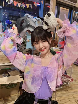 

2020 new literary retro sunscreen cardigan short section with long sleeves