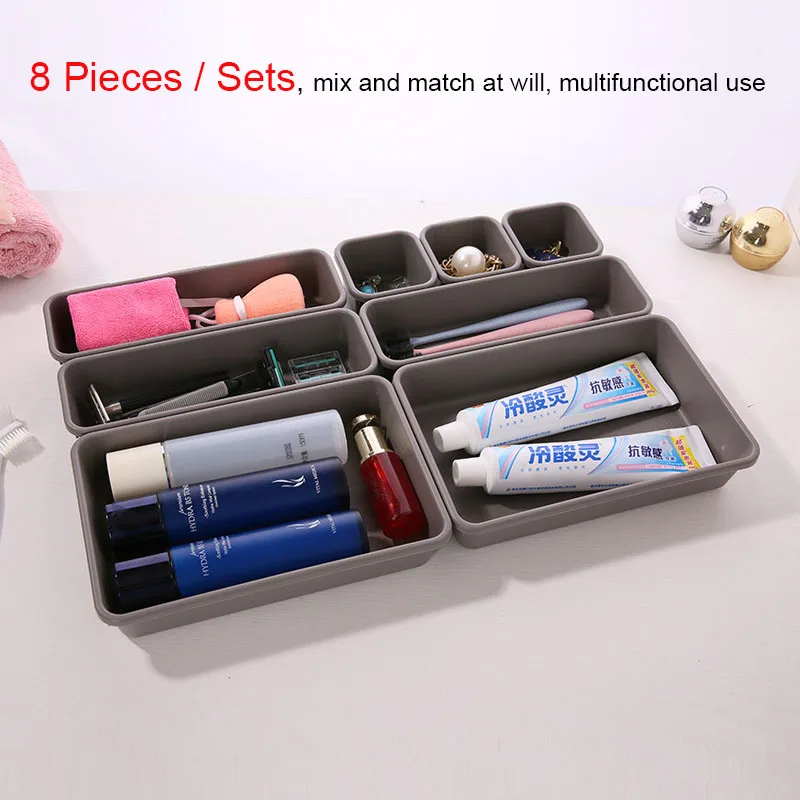 

8 PCS/Set Combined Home Storage Boxes DIY Divider Drawer Closet Organizer Interior Organizador For Cosmetics Toiletries Jewelry