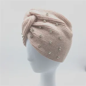 Image for Women Plain Rhinestone Turban Beanie Hat Girls Cle 