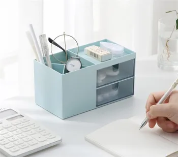 

Desktop Makeup Cosmetic Storage Case Box Organizer Desk Pen Pencil Container Holder Sundries Case 3 Colors 17.6*9*9.2cm