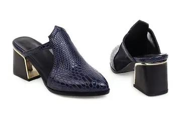 

Women Shoes Sandals Summer Fashion Crocodile Slipper Med Heel Slip on PU Casual Classic Sandalias De Verano Para Mujer G021