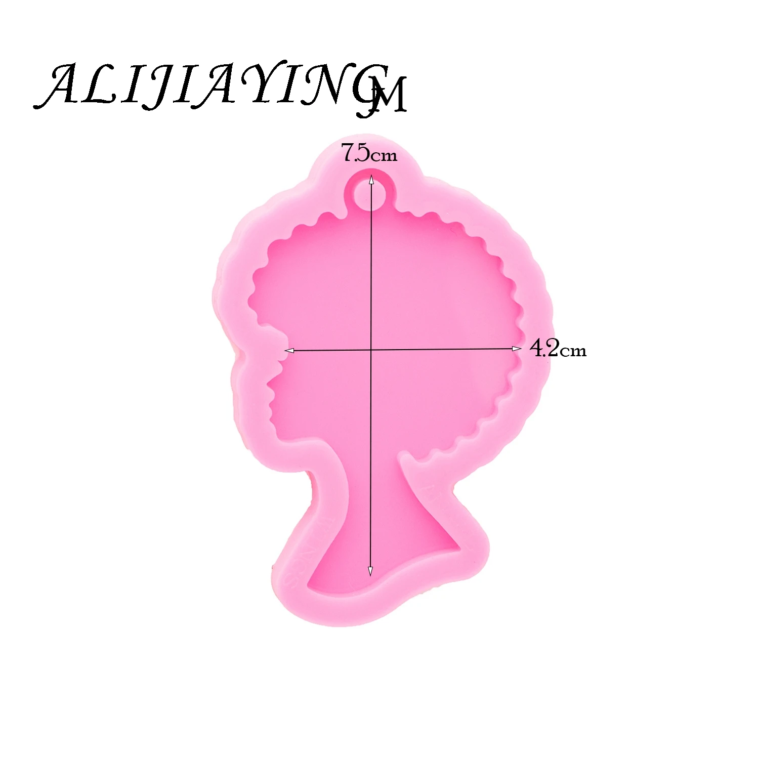 Shiny Silikon Afro Form Abzeichen Reel für Schmuck-Mädchen Harz Crafting Keychain Form mit Epoxy-Form Harz Handwerk DY0798 – Detail 5