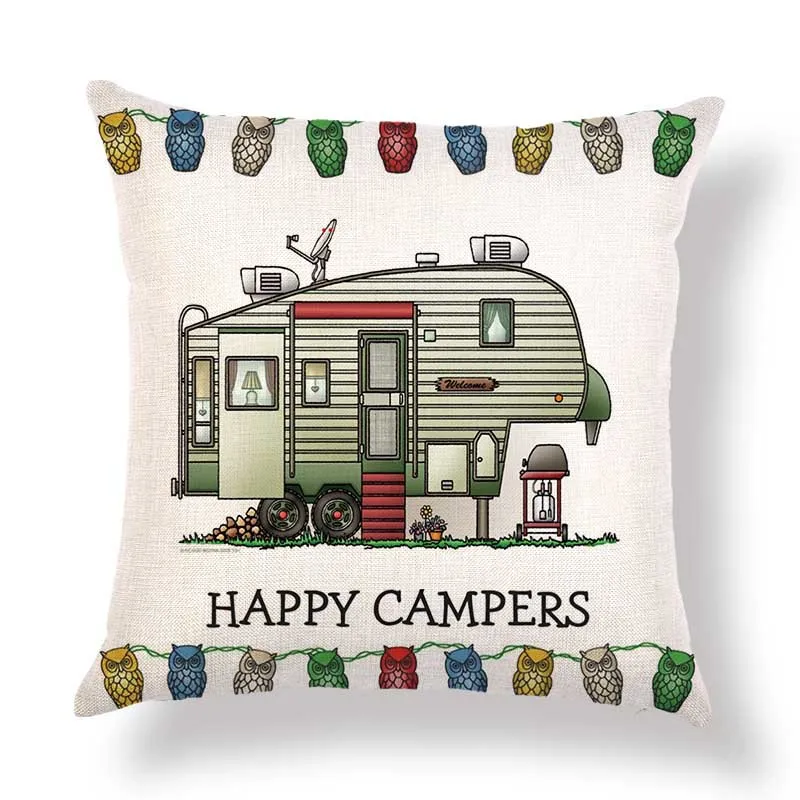 18x18 квадратная наволочка Рождественская наволочка «Happy Camper» Camper Кемпинг Ван милый комплект - Цвет: 10