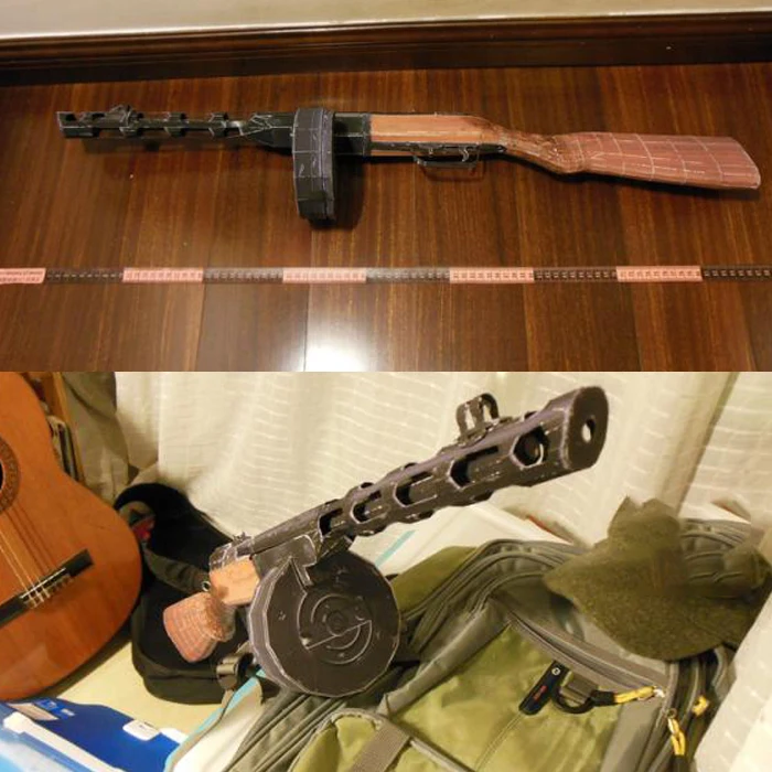 Советский пистолет-пулемёт в масштабе PPSh-41 1:1 бумажная модель для