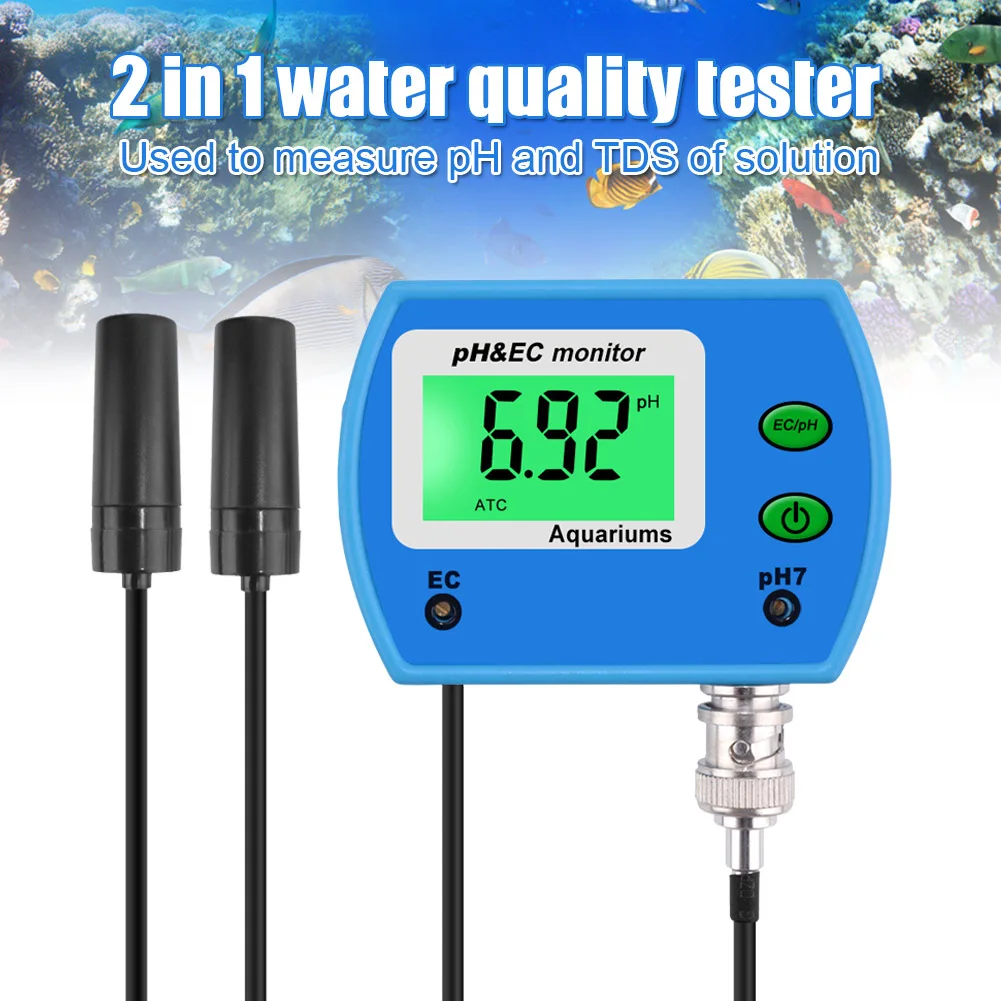 

Mini Multifunction PH/EC 2 in 1 Water Quality Tester Pool Monitoring Meter GQ